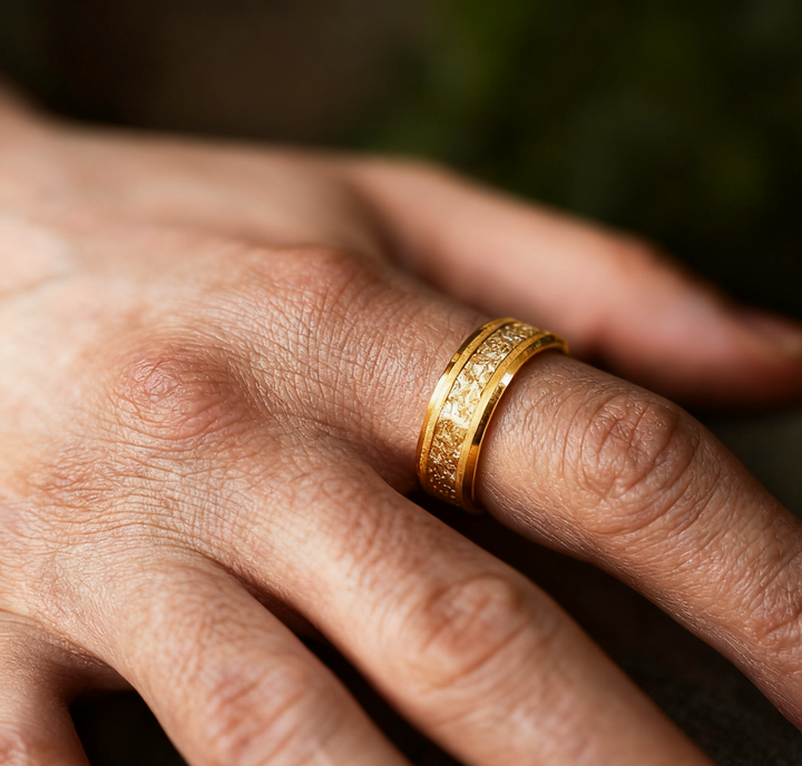 18k Gold Matte Gold Foil Tungsten Steel Men's Wedding Ring