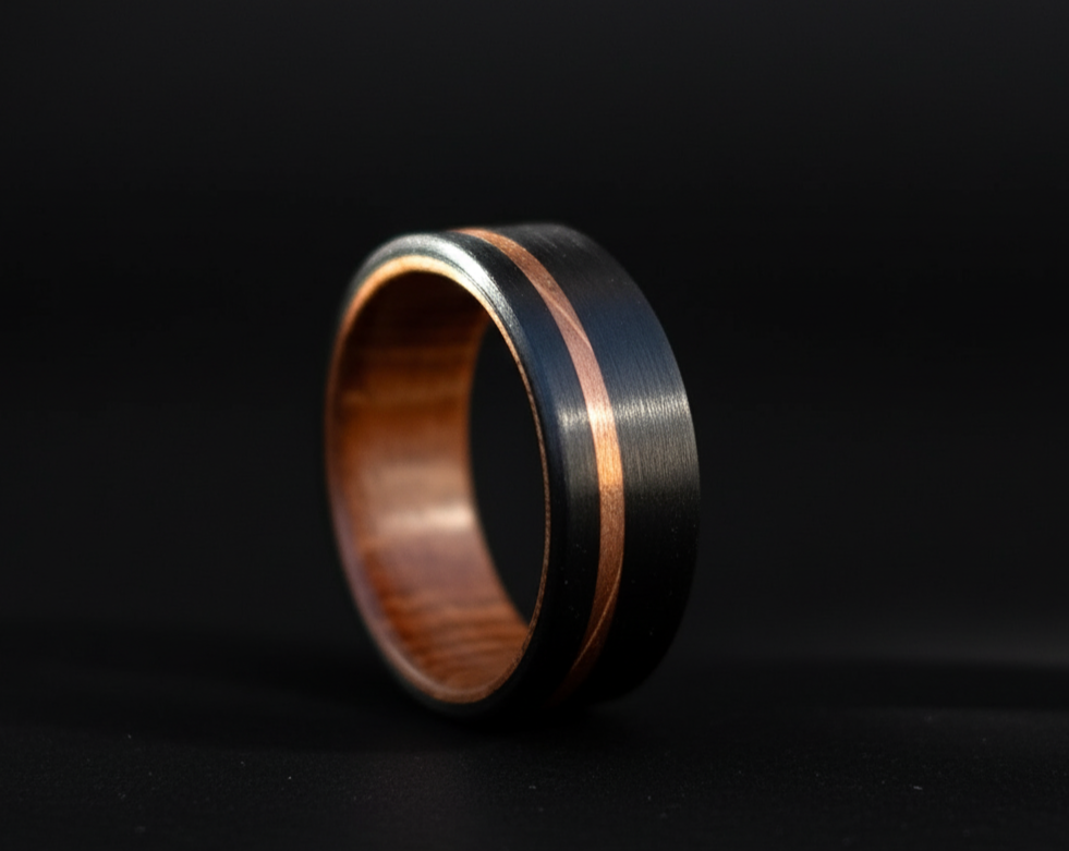 Carbon Fiber Ring with Rosewood Inlay