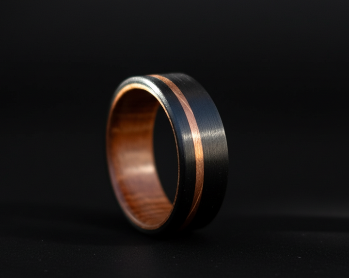 Carbon Fiber Ring with Rosewood Inlay