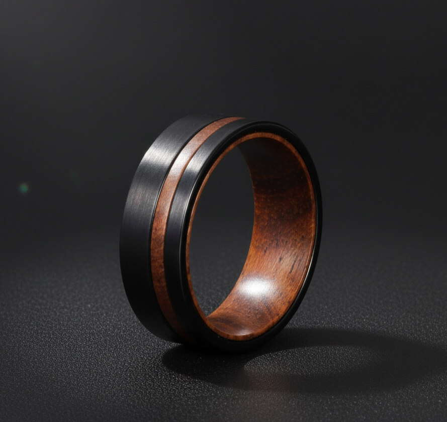 Carbon Fiber Ring with Rosewood Inlay