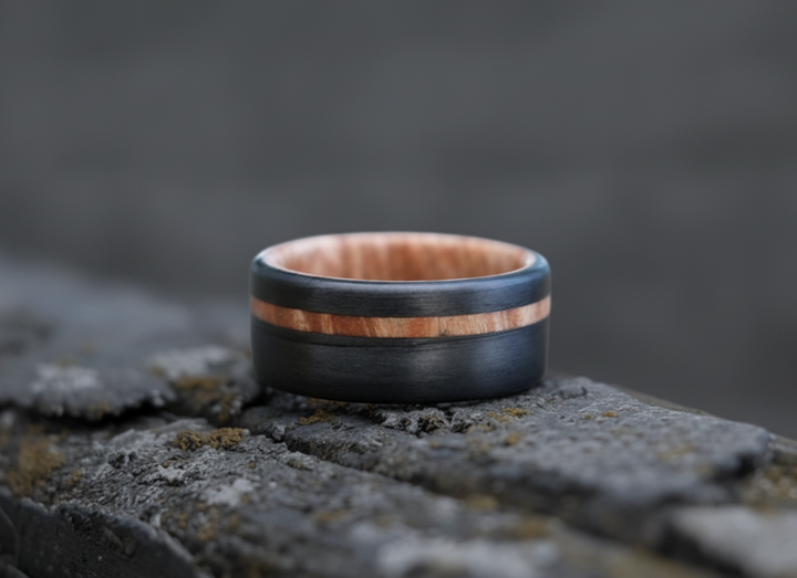 Carbon Fiber Ring with Rosewood Inlay