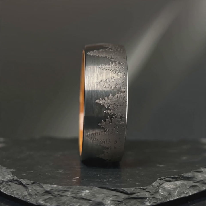 The Boreal - Brushed Tungsten, Wood and Forest Band | ForgeValon product video