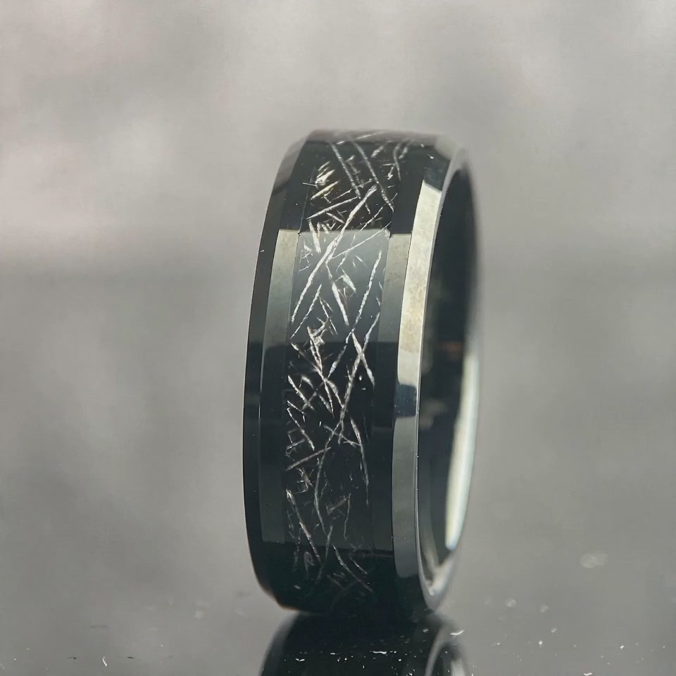 The Cipher - Black Tungsten and Meteorite Band | ForgeValon product video