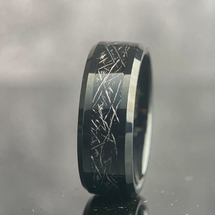 The Cipher - Black Tungsten and Meteorite Band | ForgeValon product video
