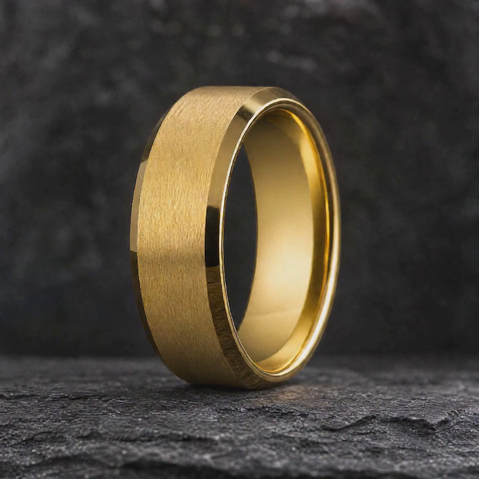 The Canon - 18K Gold, Brushed Tungsten Band | ForgeValon product video