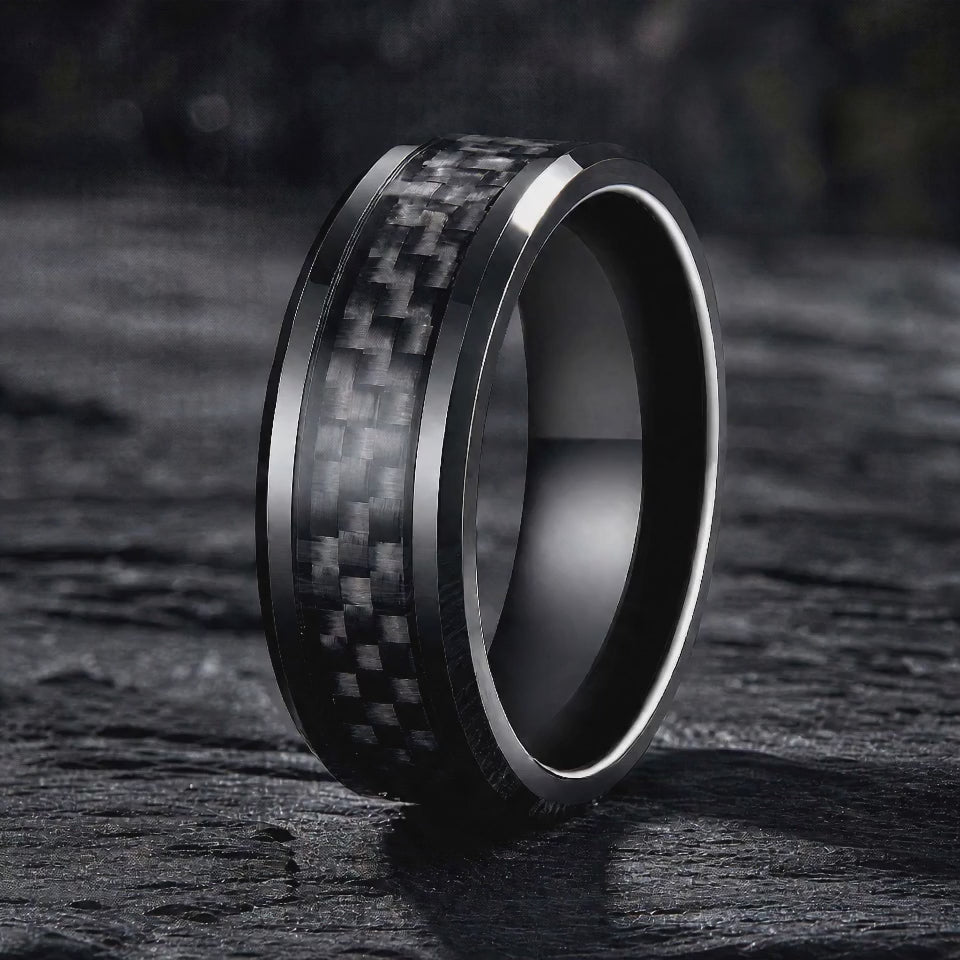 The Blacksite - Black Tungsten and Carbon Fiber Band | ForgeValon product video
