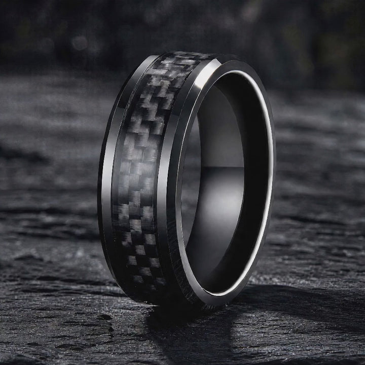 The Blacksite - Black Tungsten and Carbon Fiber Band | ForgeValon product video