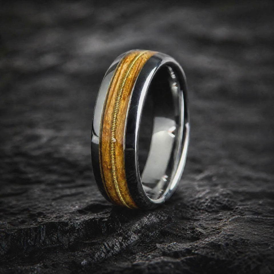 The Anthem - Tungsten, Whiskey Barrel Wood and Guitar String Band | ForgeValon product video