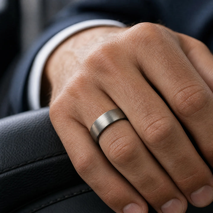 The Aegis Tungsten ring - on-hand view