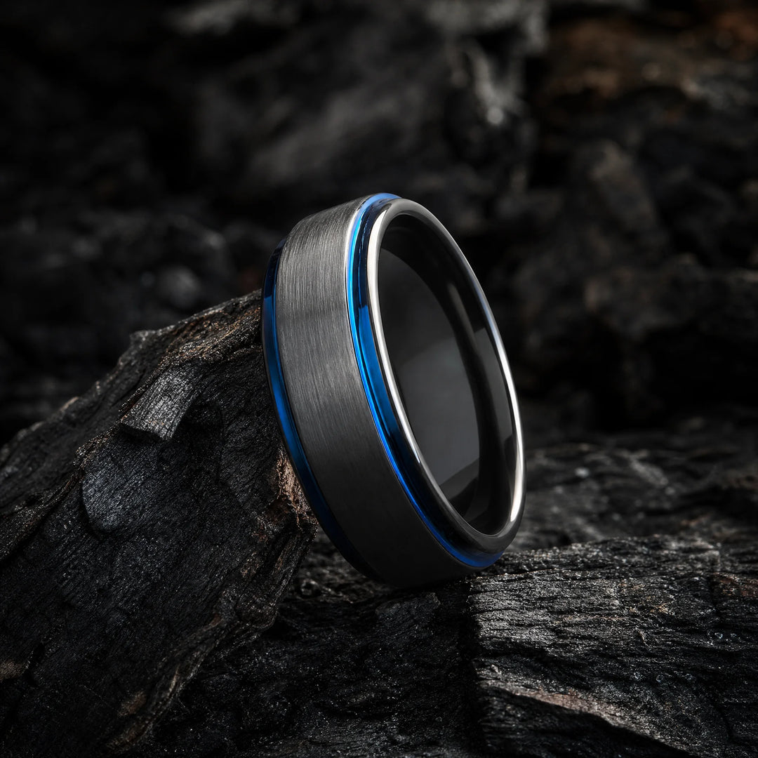 The Afterburner black tungsten ring - angled view