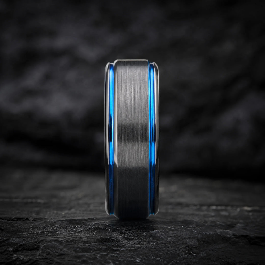 The Afterburner black tungsten ring - side view