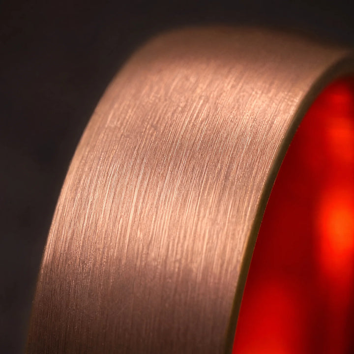The Artery brushed copper tungsten ring - detail view