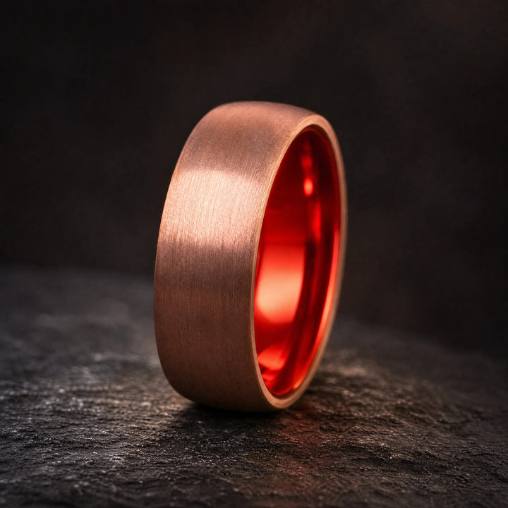 The Artery brushed copper tungsten ring - hero view