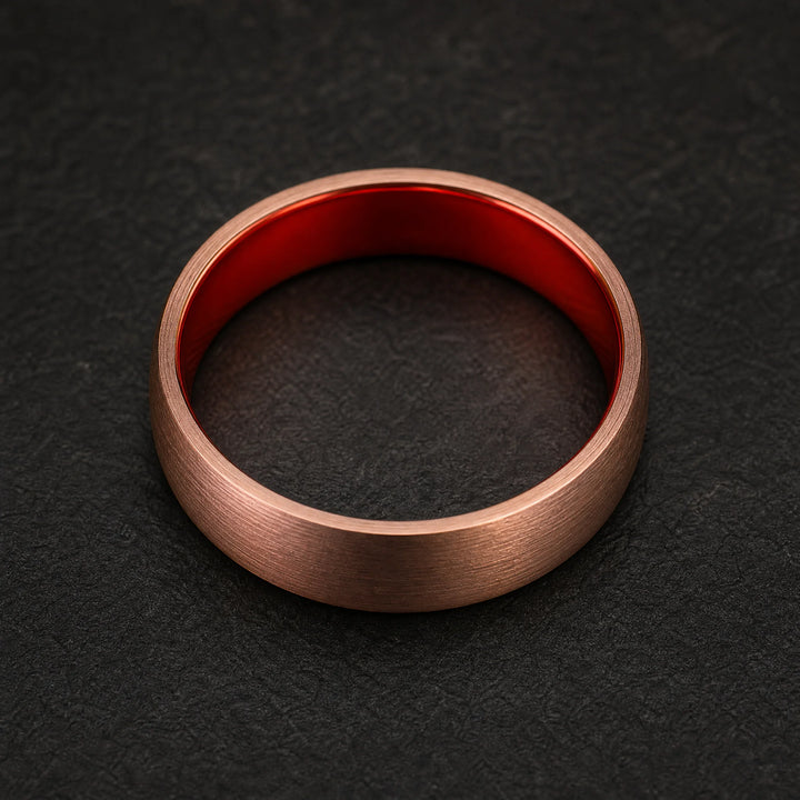 The Artery brushed copper tungsten ring - inner view
