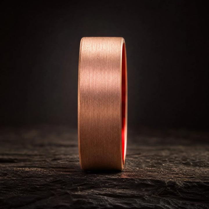 The Artery brushed copper tungsten ring - side view