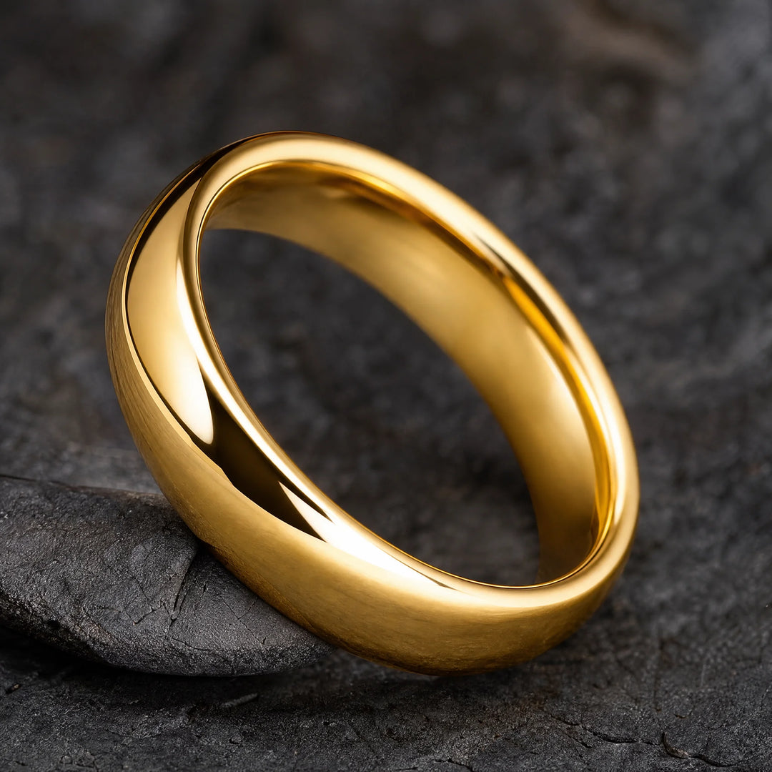 The Aureus 18K Gold Tungsten ring - angled view