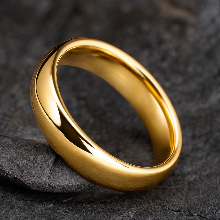 The Aureus 18K Gold Tungsten ring - angled view