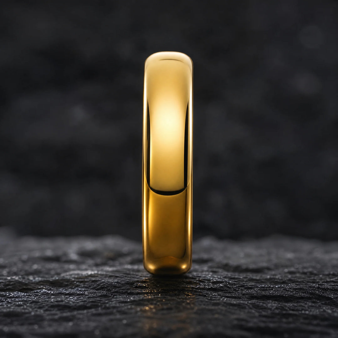 The Aureus 18K Gold Tungsten ring - side view