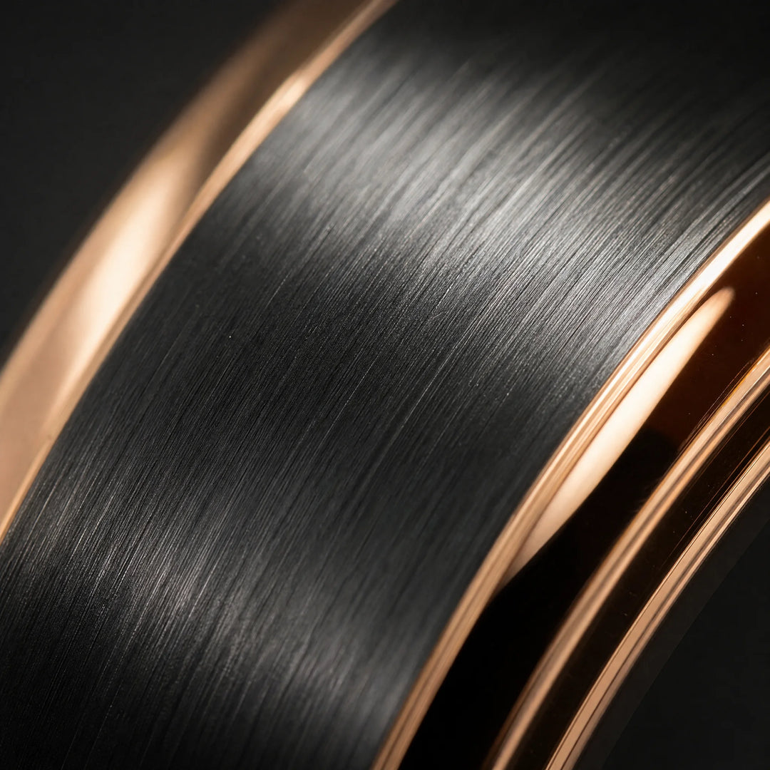 The Bastion Black Tungsten and 18K Gold ring - detail view