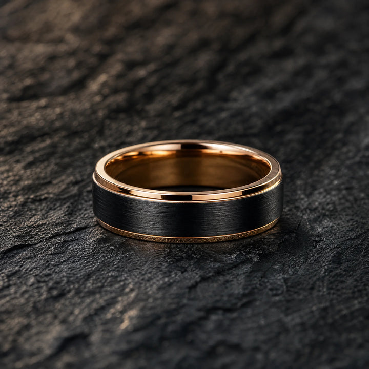 The Bastion Black Tungsten and 18K Gold ring - inner view