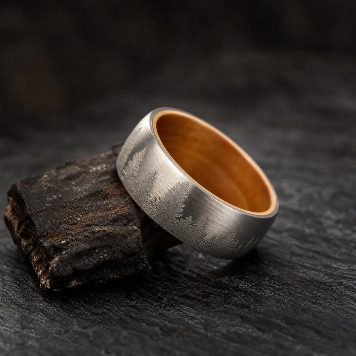 The Boreal Tungsten and Wood ring - angled view