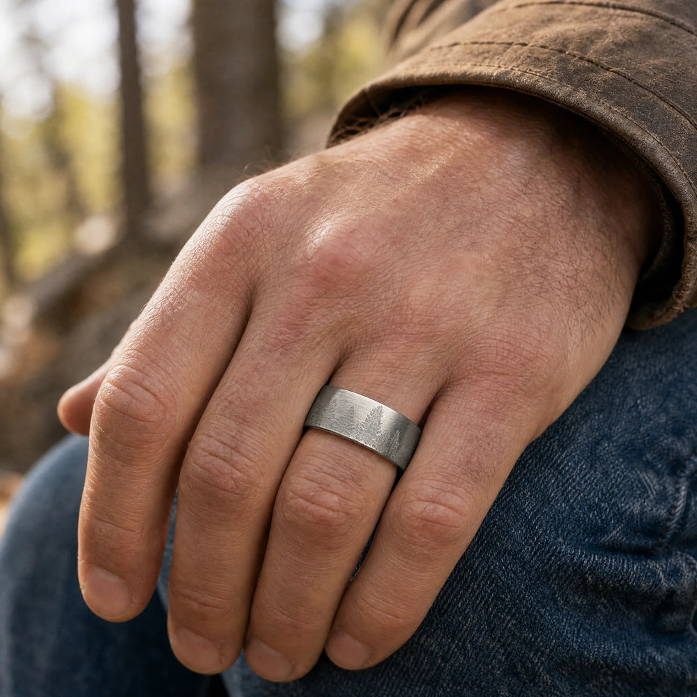 The Boreal Tungsten and Wood ring - on-hand view