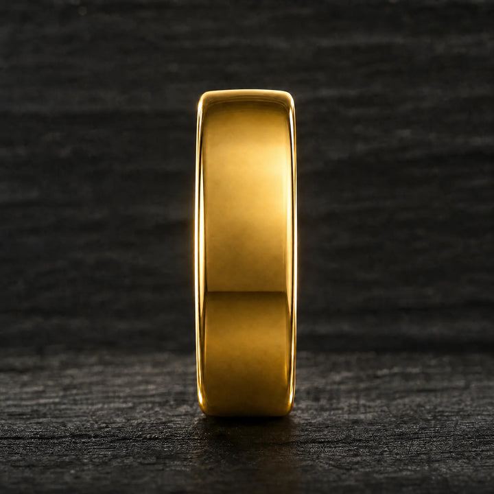 The Bullion 18K Gold Tungsten ring - side view