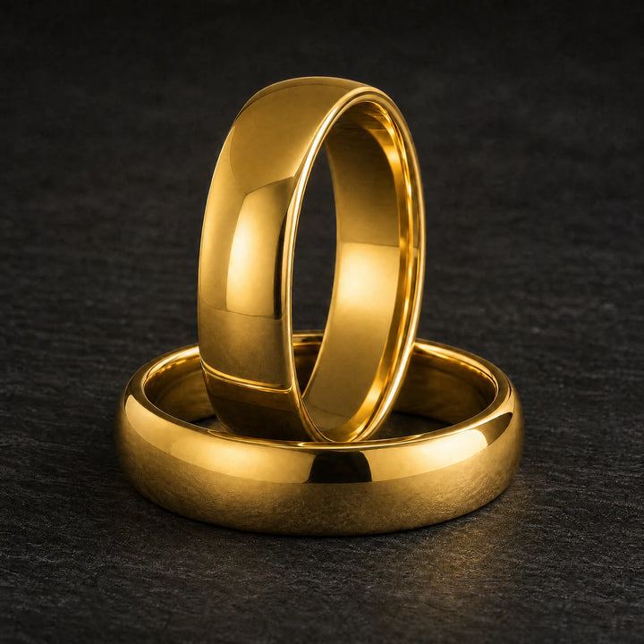 The Bullion 18K Gold Tungsten ring - stacked view