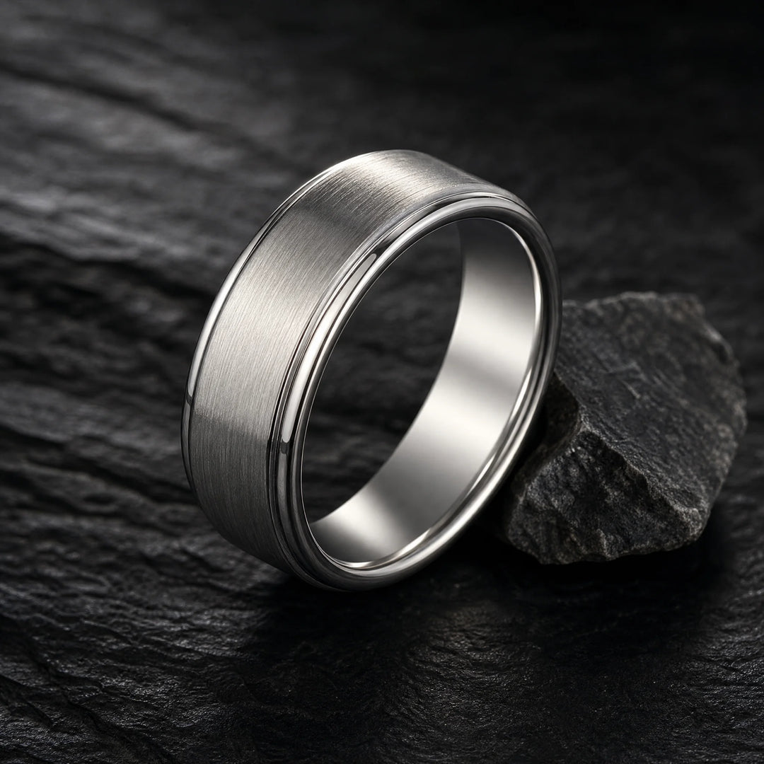 The Bulwark Tungsten ring - angled view