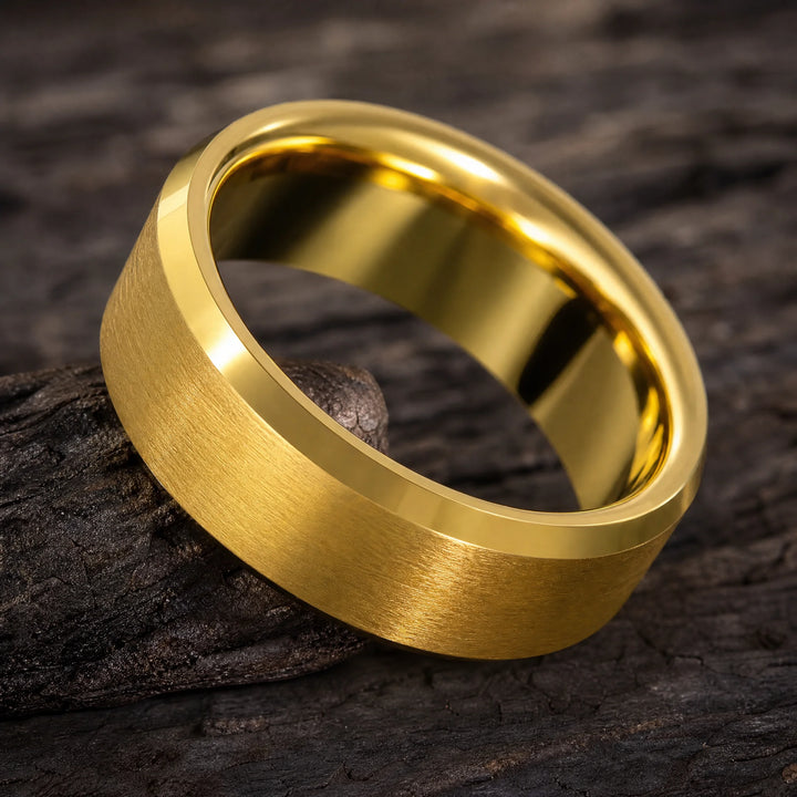 The Canon 18K Gold Tungsten ring - angled view