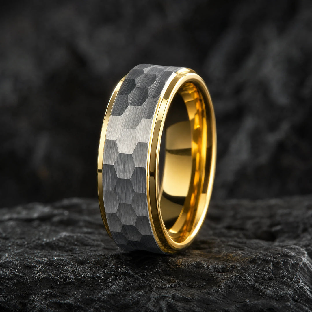 The Carapace Tungsten and 18K Gold ring - hero view