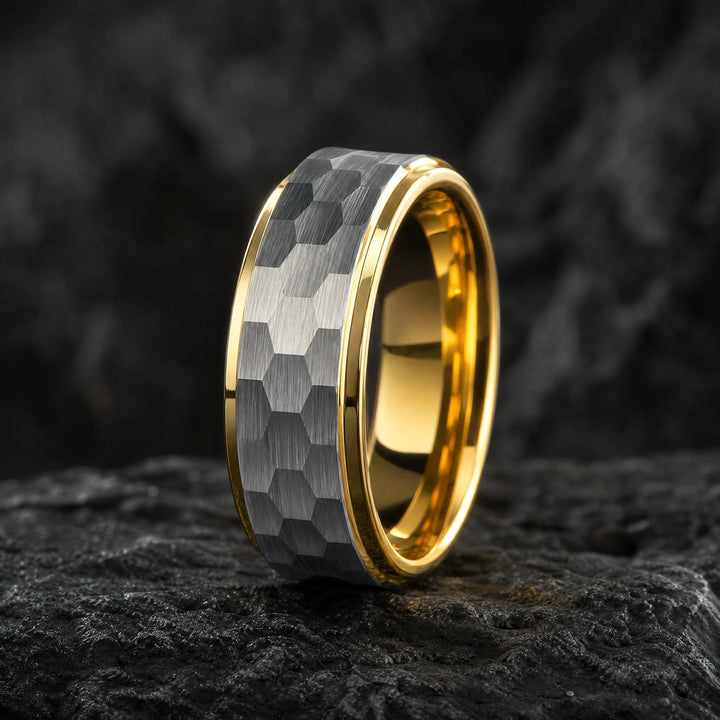 The Carapace Tungsten and 18K Gold ring - hero view