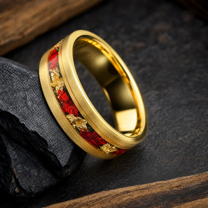 The Cinnabar 18K gold and crushed ruby ring - angled view