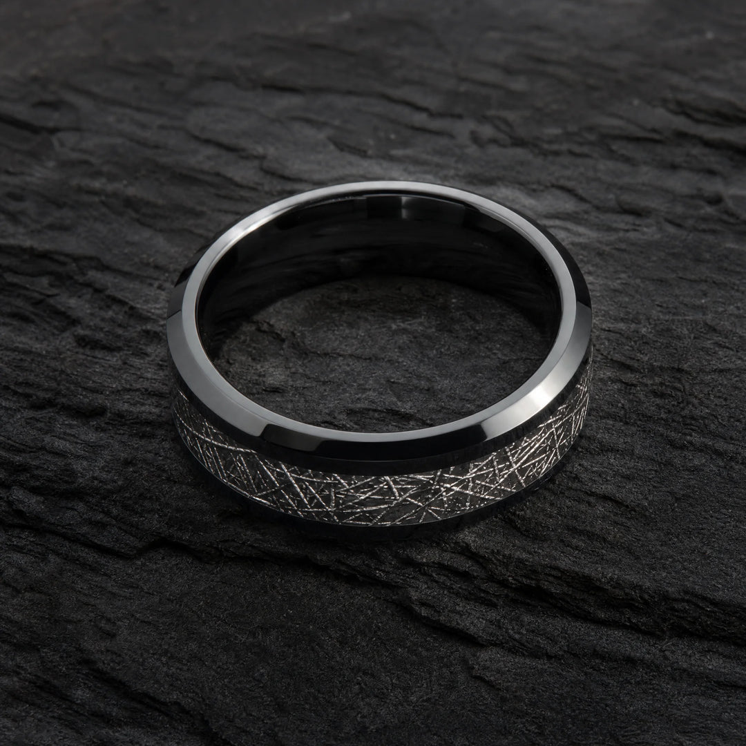 The Cipher meteorite tungsten ring - inner view