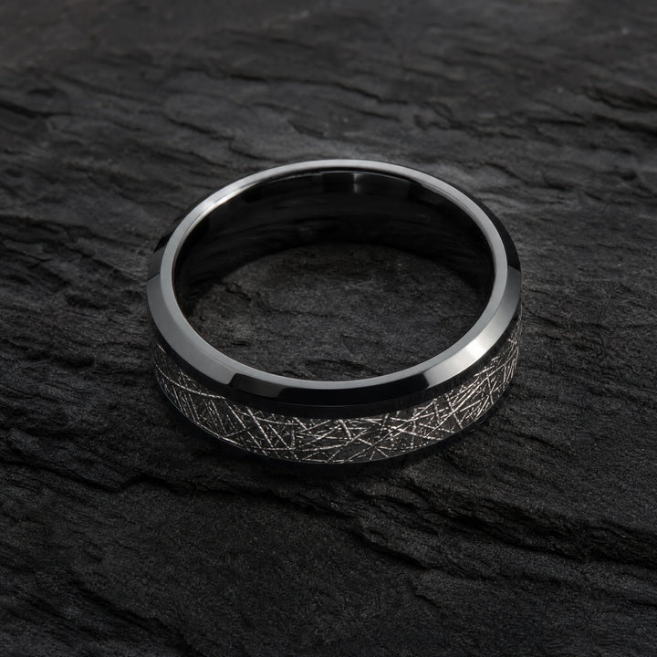 The Cipher meteorite tungsten ring - inner view