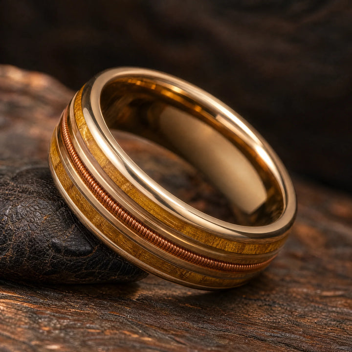 The Concerto whiskey barrel and guitar string ring - angled view