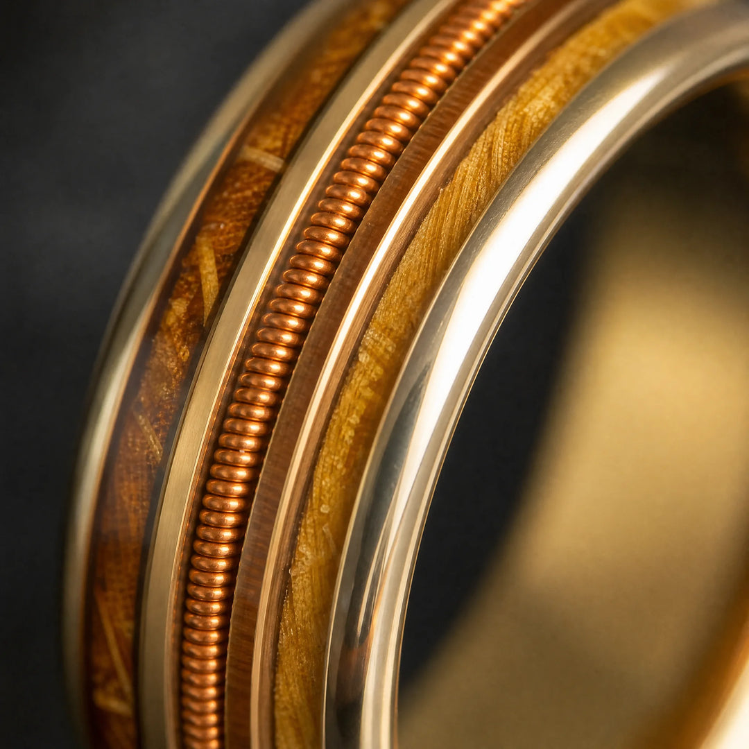 The Concerto whiskey barrel and guitar string ring - detail view