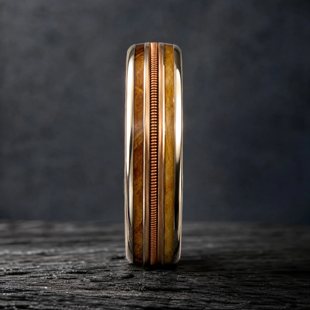 The Concerto whiskey barrel and guitar string ring - side view