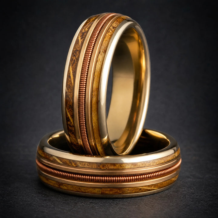 The Concerto whiskey barrel and guitar string ring - stacked view