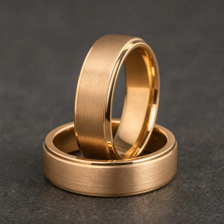 The Criterion 18K Gold Tungsten ring - stacked view