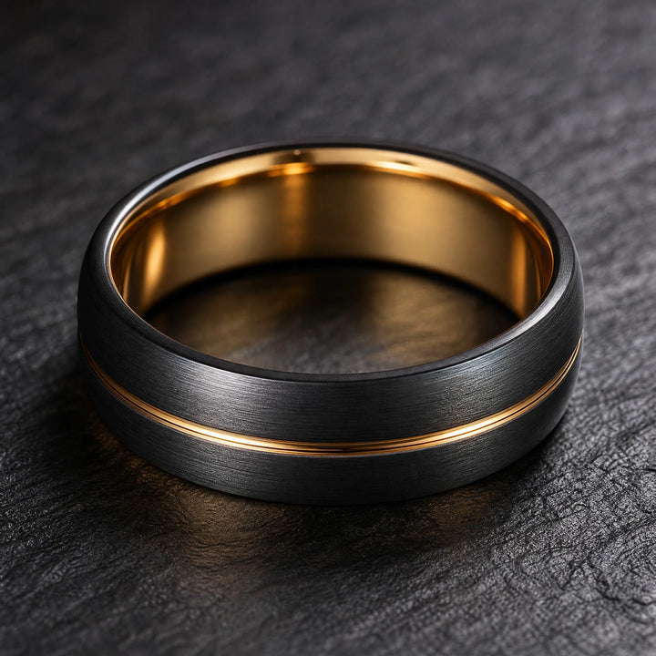 The Datum Black Tungsten &amp; 18K Gold ring - inner view