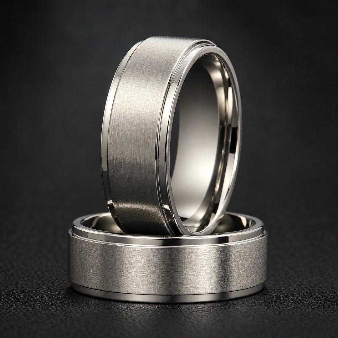 The Fulcrum titanium spinner ring - stacked view