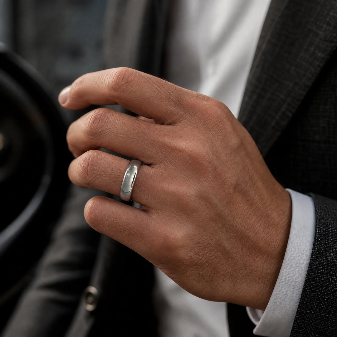 The Keystone Tungsten ring - on-hand view