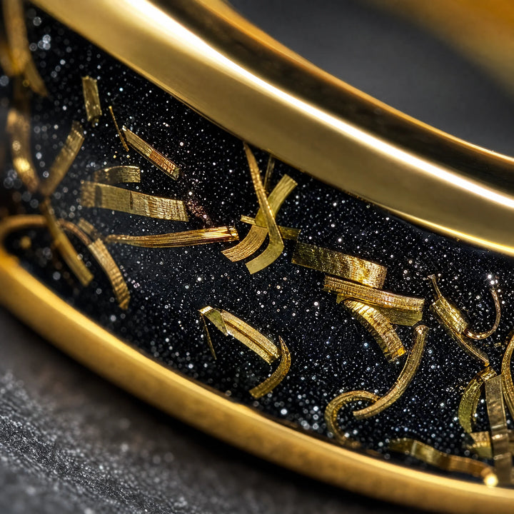 The Kintsugi 18K Gold and Black Sandstone Ring - detail view