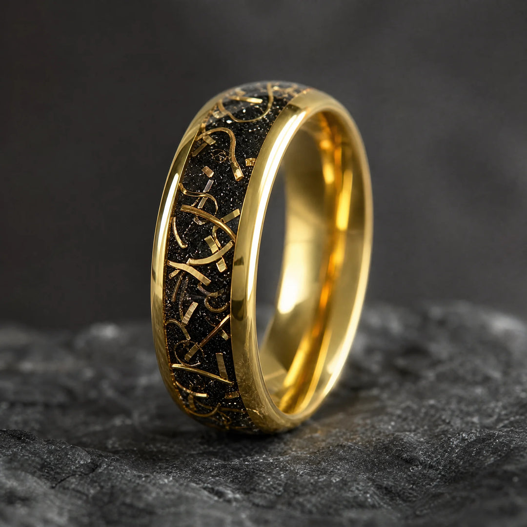 The Kintsugi 18K Gold and Black Sandstone Ring - hero view