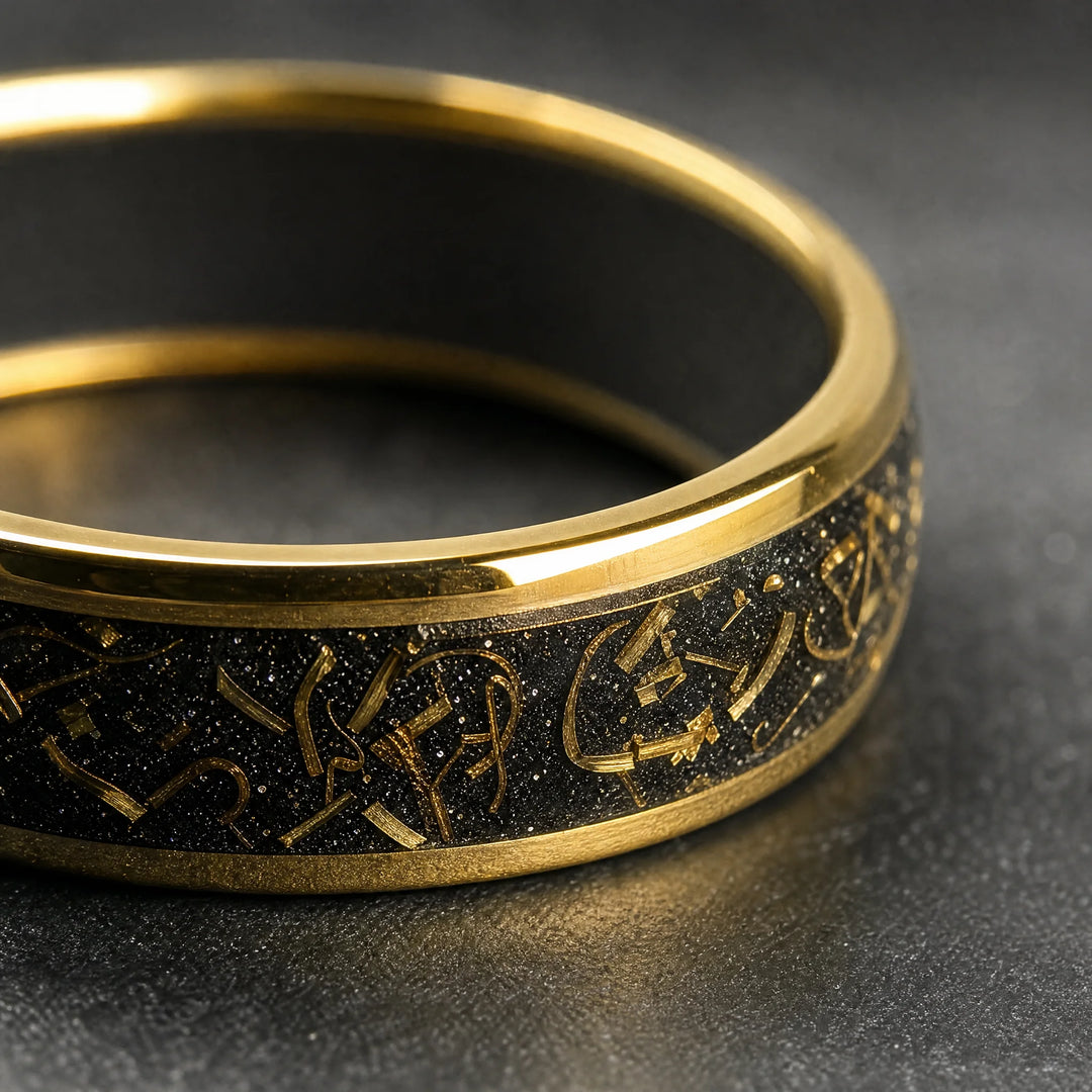 The Kintsugi 18K Gold and Black Sandstone Ring - inner view