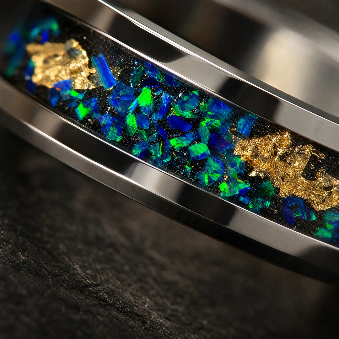 The Leviathan tungsten opal ring - detail view