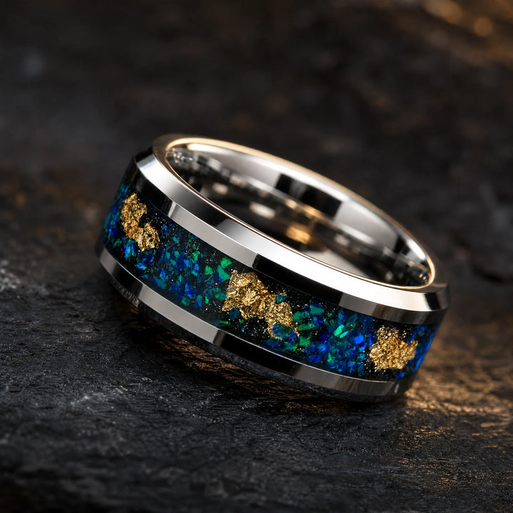 The Leviathan tungsten opal ring - hero view