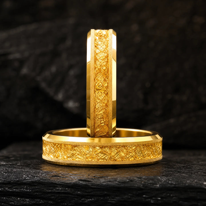 The Lode 18K gold and gold leaf ring - stacked view