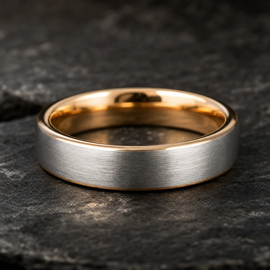 The Mandate Brushed Tungsten and 18K Gold ring - inner view